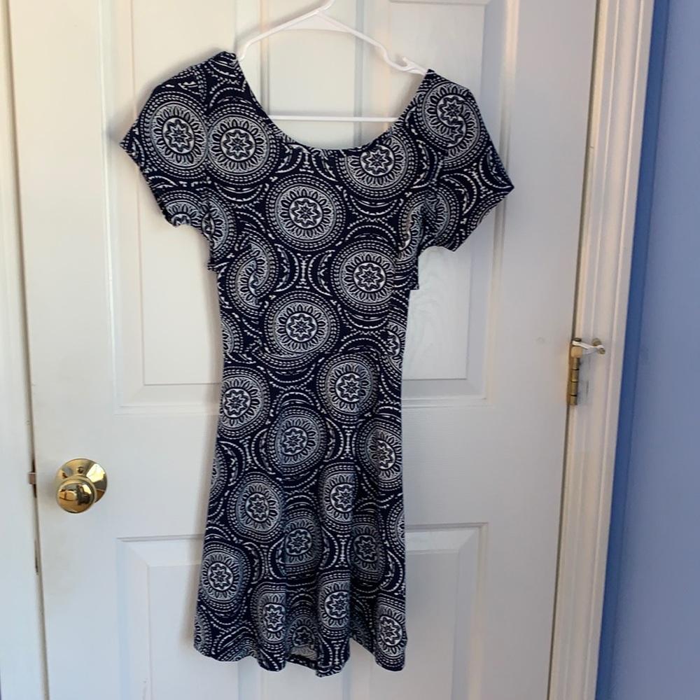Navy patterned summer dress - size S
